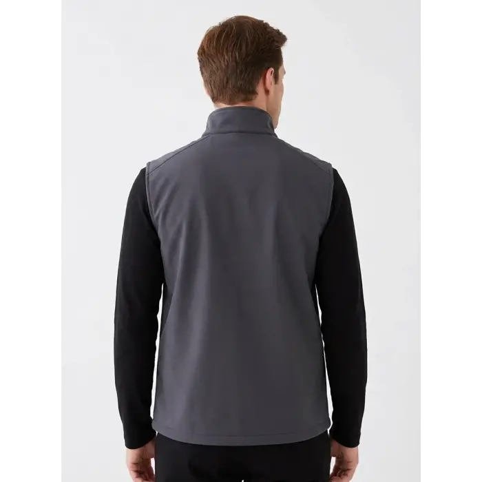 Fleece-Lined Softshell Gilet with Zip Pockets, Winter - Charcoal