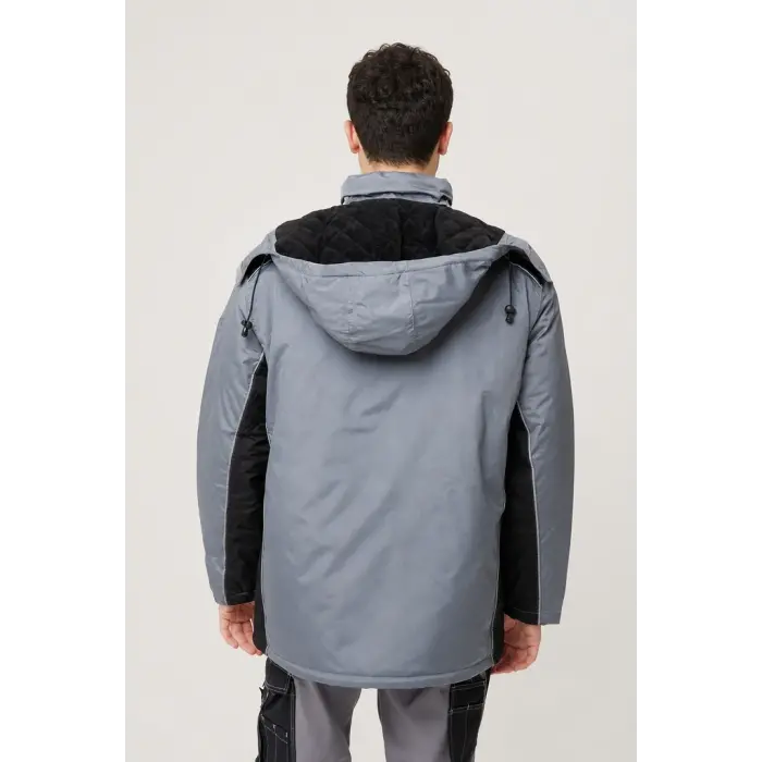 Reflektör Detaylı Parka - Gri-Siyah