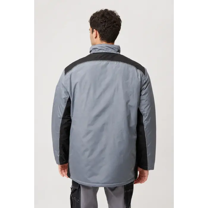 Reflektör Detaylı Parka - Gri-Siyah