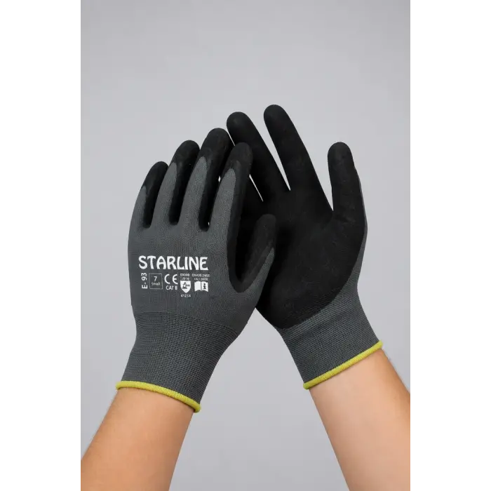 Starline E-93 Köpük Nitril İş Eldiveni - Siyah