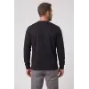 100% Cotton Crew-Neck Sweatshirt, 2-Thread Brushed, Winter - Black