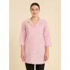 Pötikare Desenli Uzun Kollu Kadın Önlüğü - Pembe