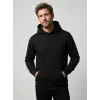 Sanfords Mens Hooded Sweatshirt, 3-Thread Winter - Black
