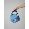 Round 100% Cotton Bag with Rose Motif - Blue