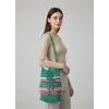 Gathered Knitted Cotton Shoulder Bag - Green