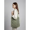 Hand-Knitted Shoulder Bag with Integrated Handle - Green
