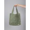 Hand-Knitted Shoulder Bag with Integrated Handle - Green