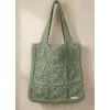 Hand-Knitted Shoulder Bag with Integrated Handle - Green