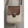 Hand-Knitted Combed Cotton Yarn Handbag and Shoulder Bag