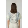 El Yapımı Çiçek Motifli Koton Crop Bluz