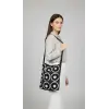 Handmade Floral Pattern Shoulder Bag - Black