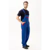 Gabardin %100 Pamuk Yazlık Bahçıvan İş Tulumu - Saks Mavi-Kırmızı