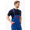 Gabardin %100 Pamuk Yazlık Bahçıvan İş Tulumu - Saks Mavi-Kırmızı