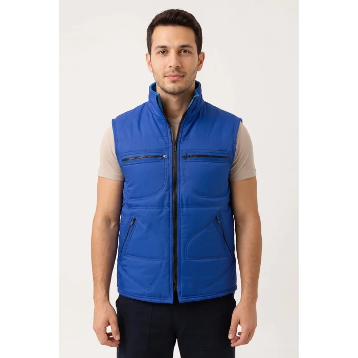 Micro Kumaş Kışlık İş Yeleği - Saks Mavi