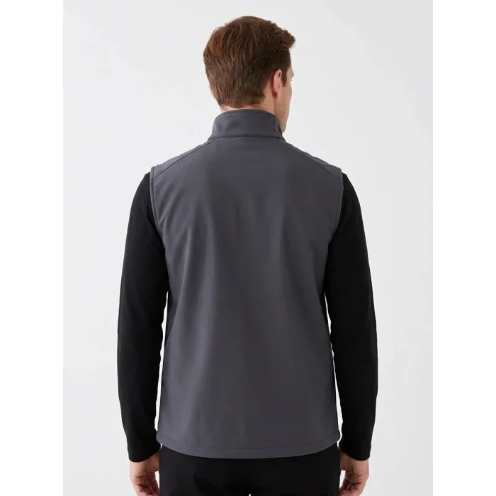 Polar Astarlı Fermuarlı Cepli Softshell Yelek - Füme