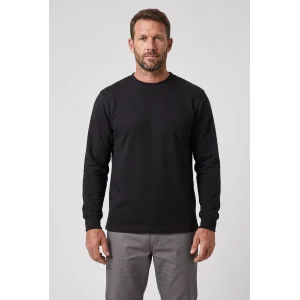%100 Pamuk O Yaka Sweatshirt - Siyah