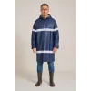 Kapüşonlu Reflektörlü Uzun Yağmurluk - Lacivert