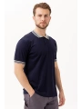 Hornet Polo Tişört - Şeritli Yaka Ve Kol Detaylı Lacivert Erkek Polo Tişört Şık Tasarım