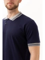 Hornet Polo Tişört - Şeritli Yaka Ve Kol Detaylı Lacivert Erkek Polo Tişört Şık Tasarım