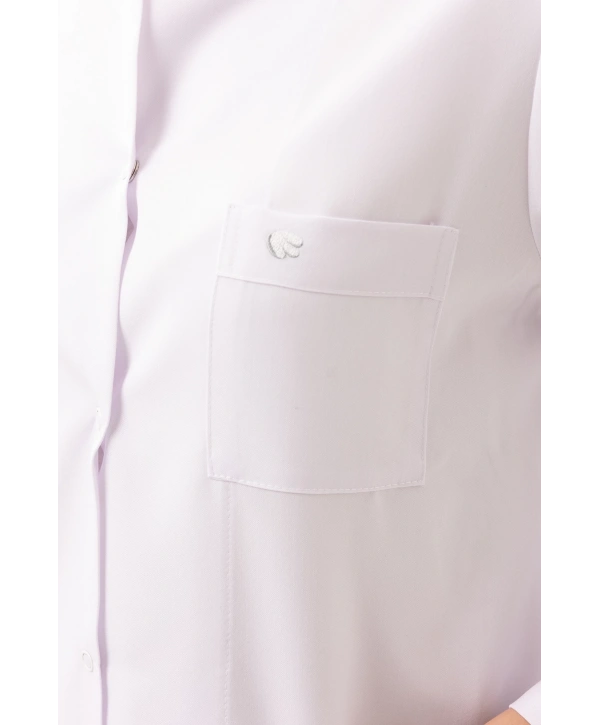 Adiantum Kadın Doktor Öğretmen Laboratuvar Önlüğü - Beyaz, Uzun Kollu, Rahat Kesim