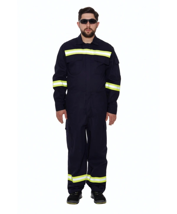 Alev Almaz Tulum Reflektörlü Koruyucu İş Tulumu Antistatik Yüksek Risk Alanlarına Uygun