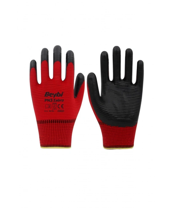 Beybi Pn3 Zebra Nitril Kaplamalı İş Eldiveni Dayanıklı Ve Konforlu Koruma