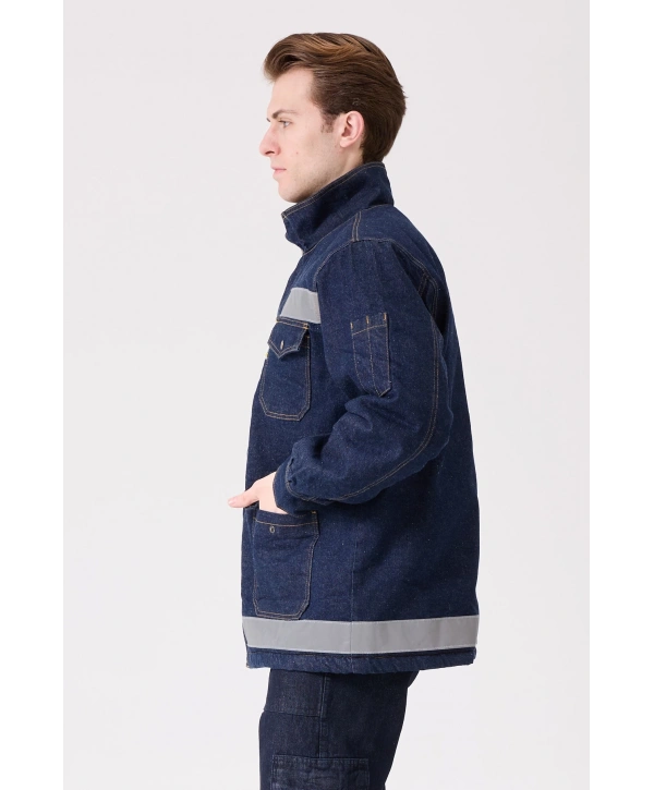 Buhara Mont Kot Kumaş Reflektörlü İş Montu Kışlık Erkek Soğuk Hava Dayanıklı Dış Giyim