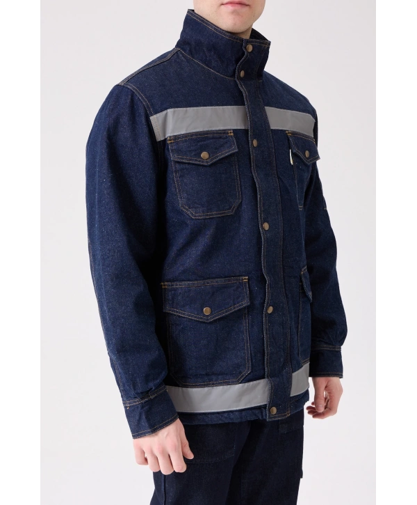 Buhara Mont Kot Kumaş Reflektörlü İş Montu Kışlık Erkek Soğuk Hava Dayanıklı Dış Giyim