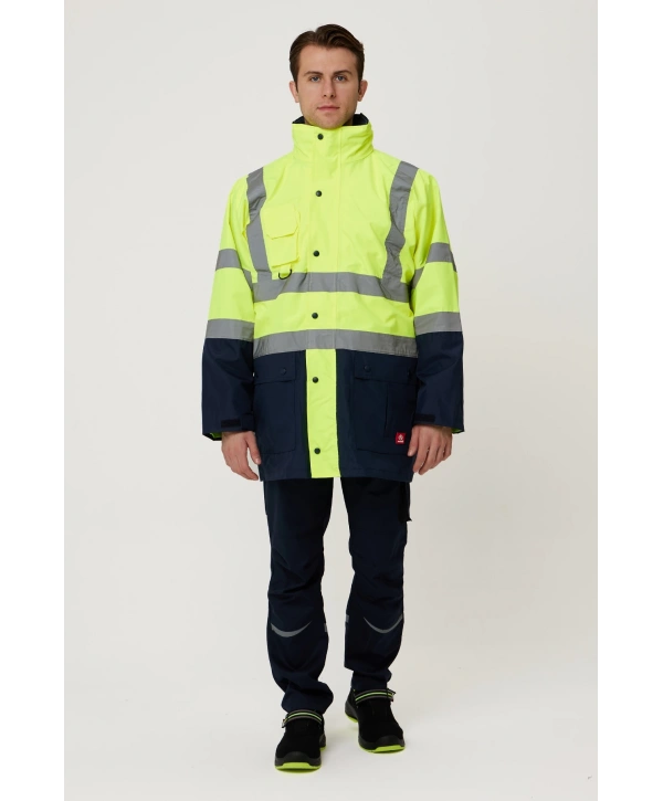 Eradium 5n1 Reflektörlü İş Güvenliği Parkası - Su Ve Rüzgar Geçirmez, Yüksek Görünürlüklü Kışlık Mont