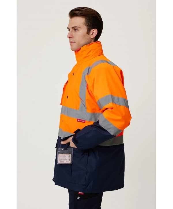 Eradium 5n1 Reflektörlü İş Güvenliği Parkası - Su Ve Rüzgar Geçirmez, Yüksek Görünürlüklü Kışlık Mont