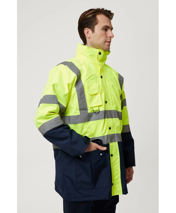 Eradium 5n1 Reflektörlü İş Güvenliği Parkası - Su Ve Rüzgar Geçirmez, Yüksek Görünürlüklü Kışlık Mont