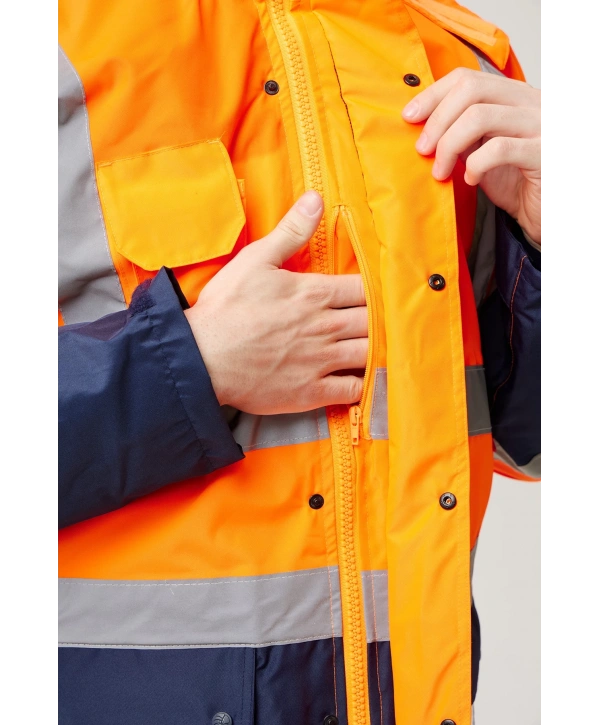 Eradium 5n1 Reflektörlü İş Güvenliği Parkası - Su Ve Rüzgar Geçirmez, Yüksek Görünürlüklü Kışlık Mont