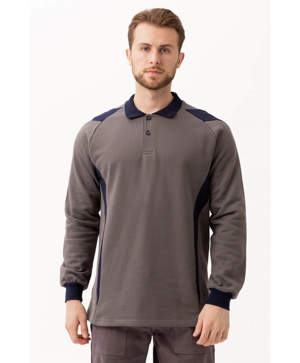 Flora Polo Yaka Sweatshirt - Uzun Kollu, Rahat Kesim, Pamuklu, Günlük Ve İş Kullanımı İçin