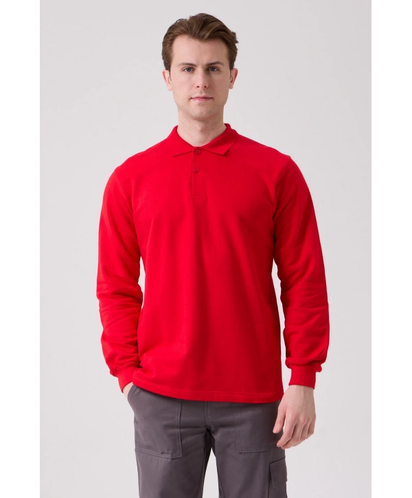 Galanthus Polo Sweat Erkek Uzun Kollu Pamuklu Sweatshirt İş Ve Günlük Kullanım İçin
