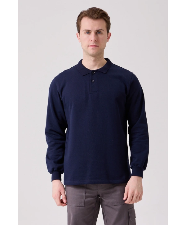 Galanthus Polo Sweat Erkek Uzun Kollu Pamuklu Sweatshirt İş Ve Günlük Kullanım İçin
