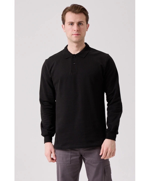 Galanthus Polo Sweat Erkek Uzun Kollu Pamuklu Sweatshirt İş Ve Günlük Kullanım İçin