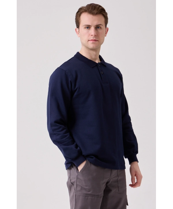 Galanthus Polo Sweat Erkek Uzun Kollu Pamuklu Sweatshirt İş Ve Günlük Kullanım İçin