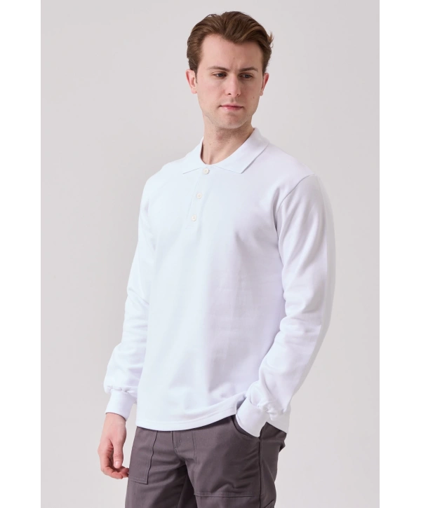 Galanthus Polo Sweat Erkek Uzun Kollu Pamuklu Sweatshirt İş Ve Günlük Kullanım İçin