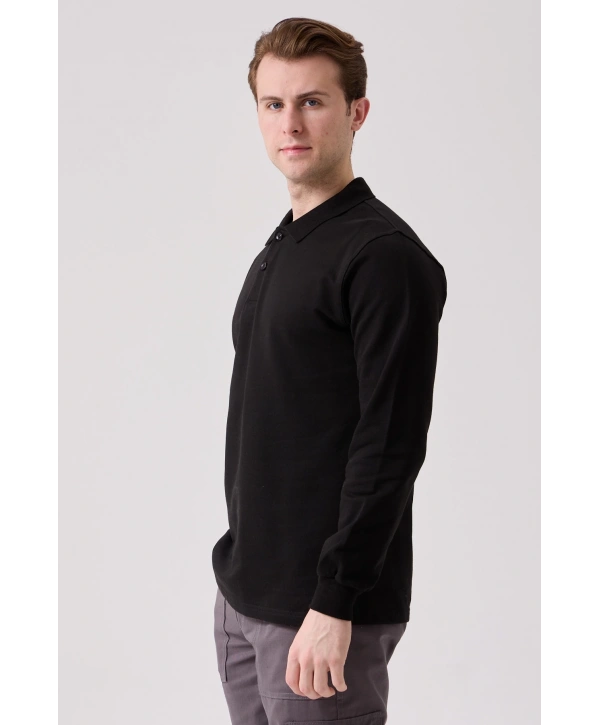 Galanthus Polo Sweat Erkek Uzun Kollu Pamuklu Sweatshirt İş Ve Günlük Kullanım İçin