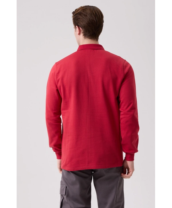 Galanthus Polo Sweat Erkek Uzun Kollu Pamuklu Sweatshirt İş Ve Günlük Kullanım İçin