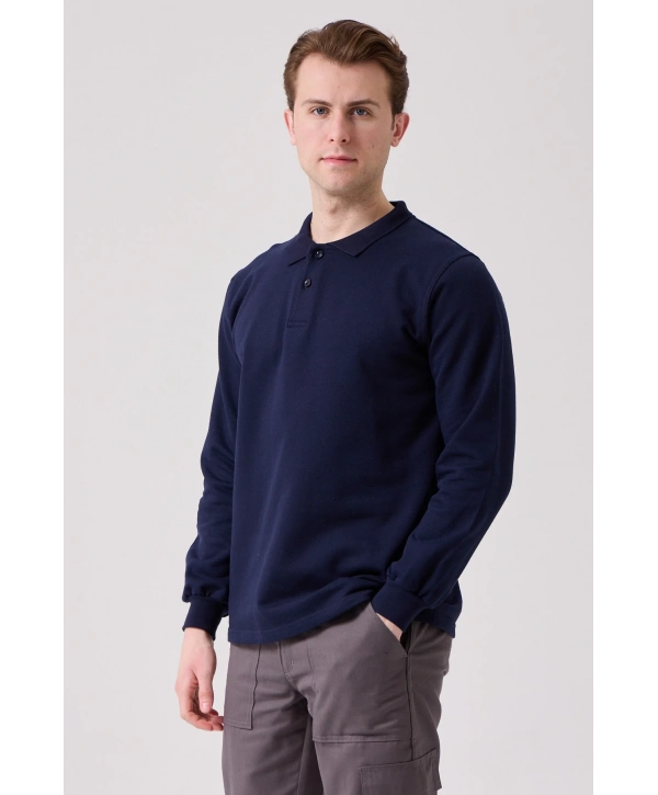 Galanthus Polo Sweat Erkek Uzun Kollu Pamuklu Sweatshirt İş Ve Günlük Kullanım İçin