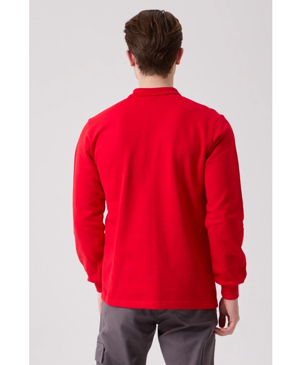 Galanthus Polo Sweat Erkek Uzun Kollu Pamuklu Sweatshirt İş Ve Günlük Kullanım İçin