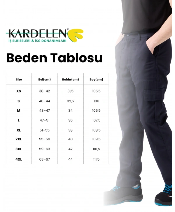 Galanthus Technic Pantolon Erkek Gri Kargo Cepli Rahat Kalıp Dayanıklı İş Pantolonu