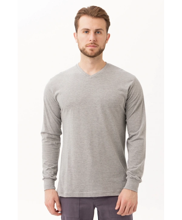 Gaura V Yaka Uzun Kollu T-shirt - Pamuklu, Nefes Alabilir, Rahat Kesim, Günlük Ve İş Kullanımı İçin
