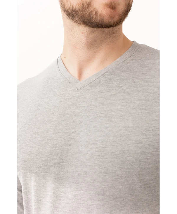 Gaura V Yaka Uzun Kollu T-shirt - Pamuklu, Nefes Alabilir, Rahat Kesim, Günlük Ve İş Kullanımı İçin