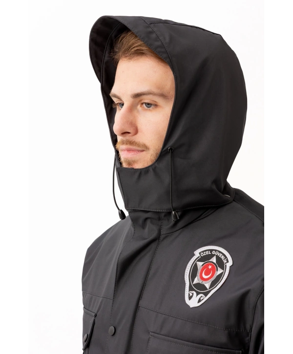 Güvenlik Kıyafeti Km Kaban Soğuk Havalara Dayanıklı Reflektörlü Kışlık Mont Modeli