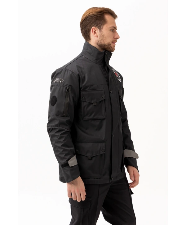 Güvenlik Kıyafeti Km Kaban Soğuk Havalara Dayanıklı Reflektörlü Kışlık Mont Modeli