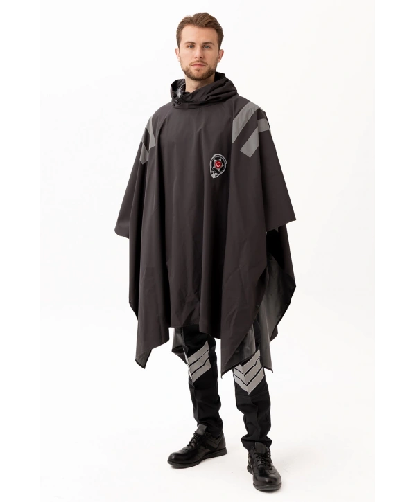 Güvenlik Kıyafeti Km Panço Su Geçirmez Reflektörlü Yağmurluk Kapüşonlu Korumalı Model