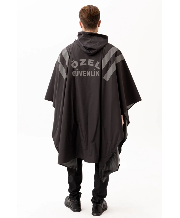 Güvenlik Kıyafeti Km Panço Su Geçirmez Reflektörlü Yağmurluk Kapüşonlu Korumalı Model