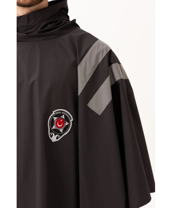 Güvenlik Kıyafeti Km Panço Su Geçirmez Reflektörlü Yağmurluk Kapüşonlu Korumalı Model